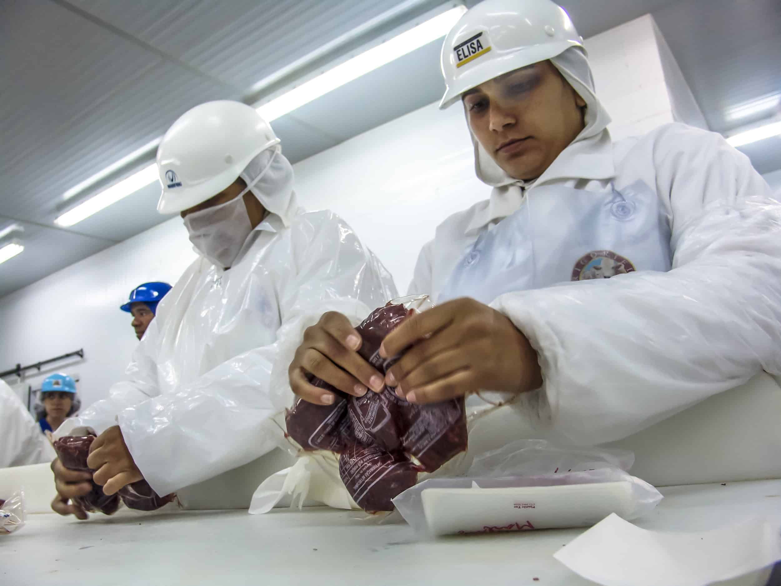Sao Paulo, Brazil, March 09, 2006. Meat processing in food industry