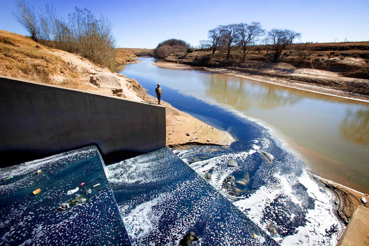 Lesotho effluent from Maserus garment factories in particular dyes for jeans flow into the Caledon Mahokare River