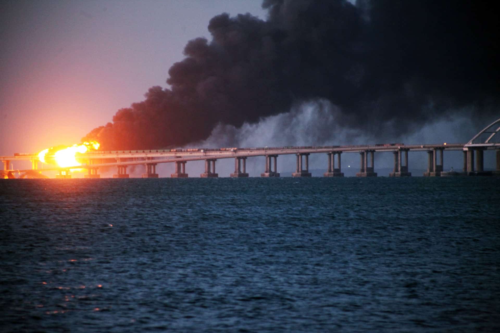 Consequences of the explosion on the Crimean bridge in the Kerch Strait.