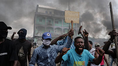 Supporters of Cameroon presidential election candidate Issa Tchiroma, protest in Douala