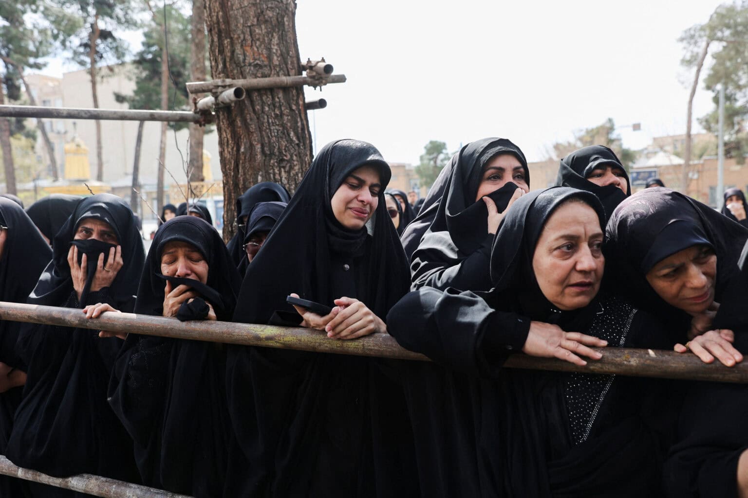 People attend the funeral of Zainab Sahebi, a two year old child who was killed in a strike, amid the U.S. Israeli conflict with Iran, in Tehran