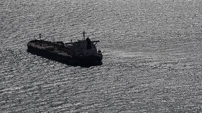 Aerial view of the vessel Boracay, off the coast of Saint Nazaire