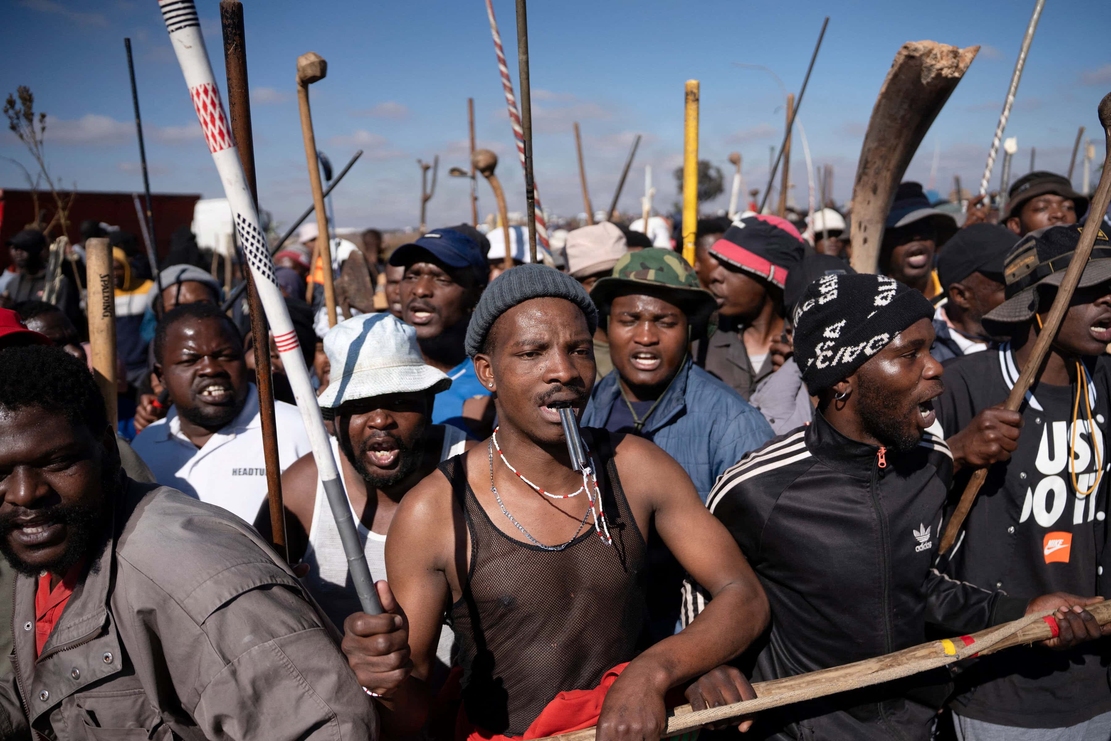 Protest calling for the deportation of undocumented immigrants, as violence against migrants from other African countries increases, in Benoni