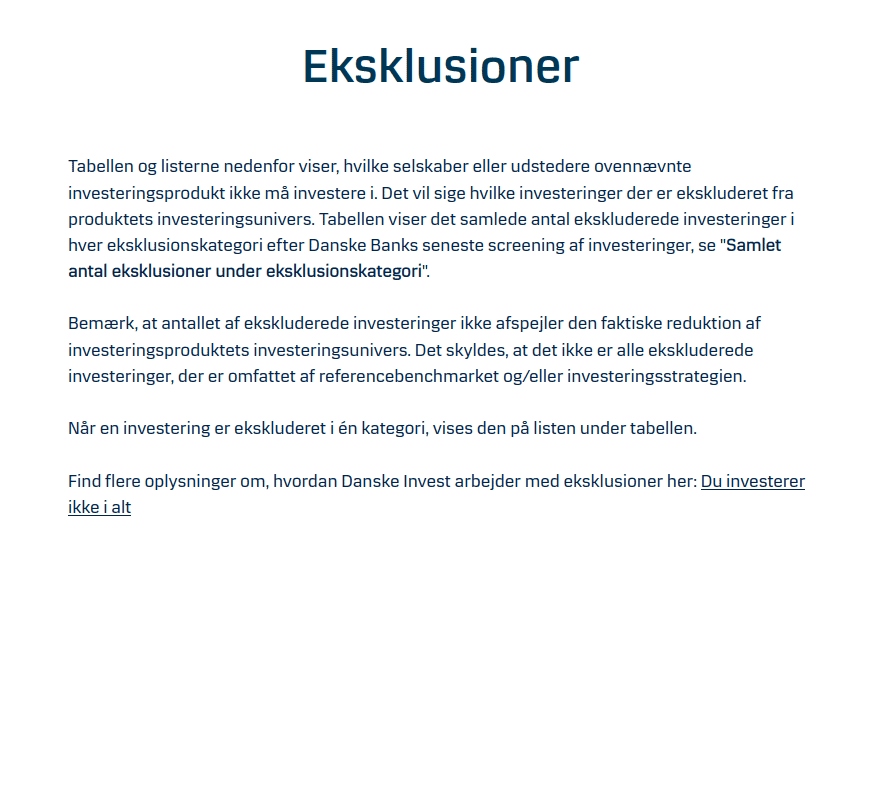 Tekst eksklusioner før